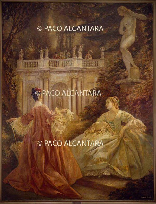 Dos jóvenes. Escena neoclásica.1950