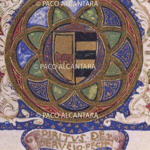 Escudo de Rodrigo de Borja en el códice de Lactancio.