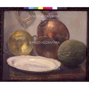 3623-Pintura-Bodegón con melón y metales. 1930