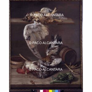 4355-Pintura-Bodegón con gallo y búho