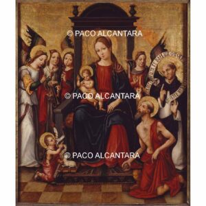 5012-Pintura-Virgen con el Niño rodeada de ángeles