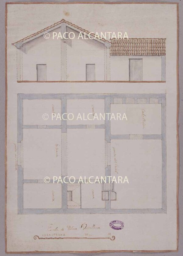 Planta y sección de una casa de campo (1765).
