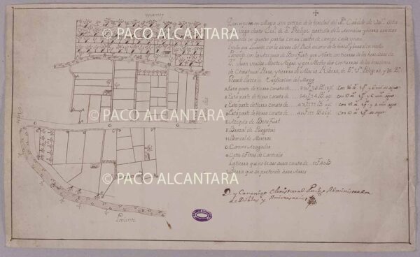 Mapa de la heredad de la partida de los Arenales en Xátiva (1771).