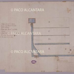 Plano de las tierras que riega la noria de la administración de Doblas (1750).