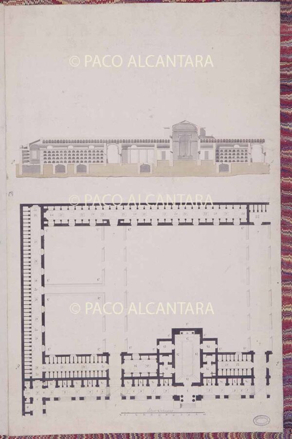 Planta y sección del cementerio general de Valencia (1795).