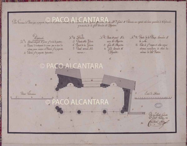 Plano geométrico del pórtico en la puerta de los Apóstoles (1796).